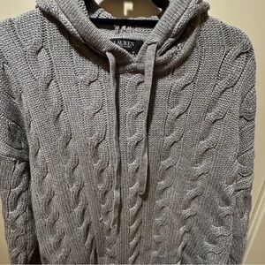 Ralph Lauren hooded cable knit sweater grey/silver
